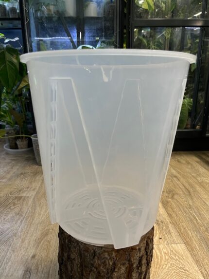 transparentna wysoka doniczka z perforacją 28cm