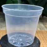 Plastikowa transparentna gruba doniczka 13 cm