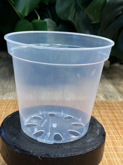 Plastikowa transparentna gruba doniczka 13 cm
